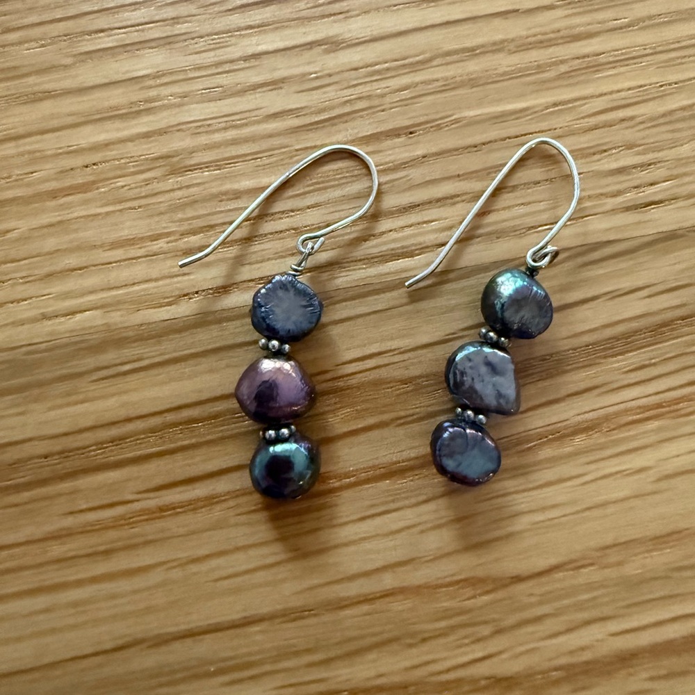 Silver and Purple Drop Earrings